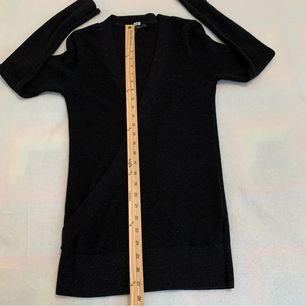 White House Black Market Women's Pullover Shimmer V-Neck Wrap Sweater Black‎ M